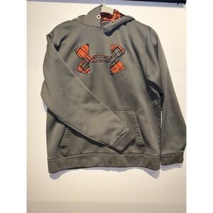 Under Armour UA Storm Hoodie Men's Size MD/M Gray Hooded Sweatshirt Orange Logo